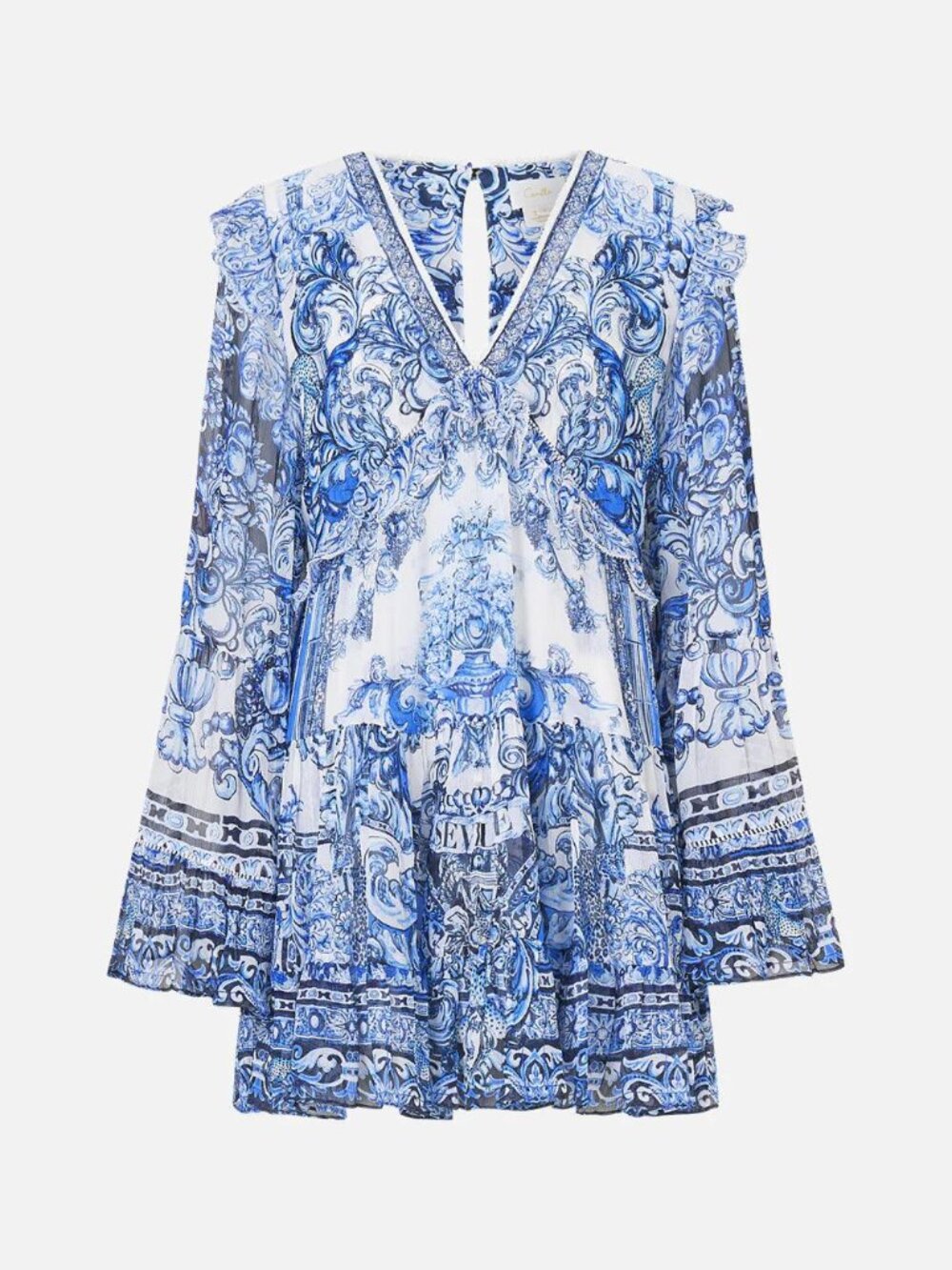 Camilla xs  tiered swing mini dress A tiled wonderland